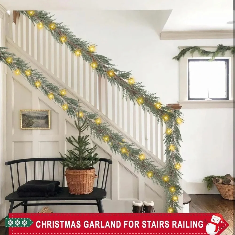Festive Greenery Garland with Lights